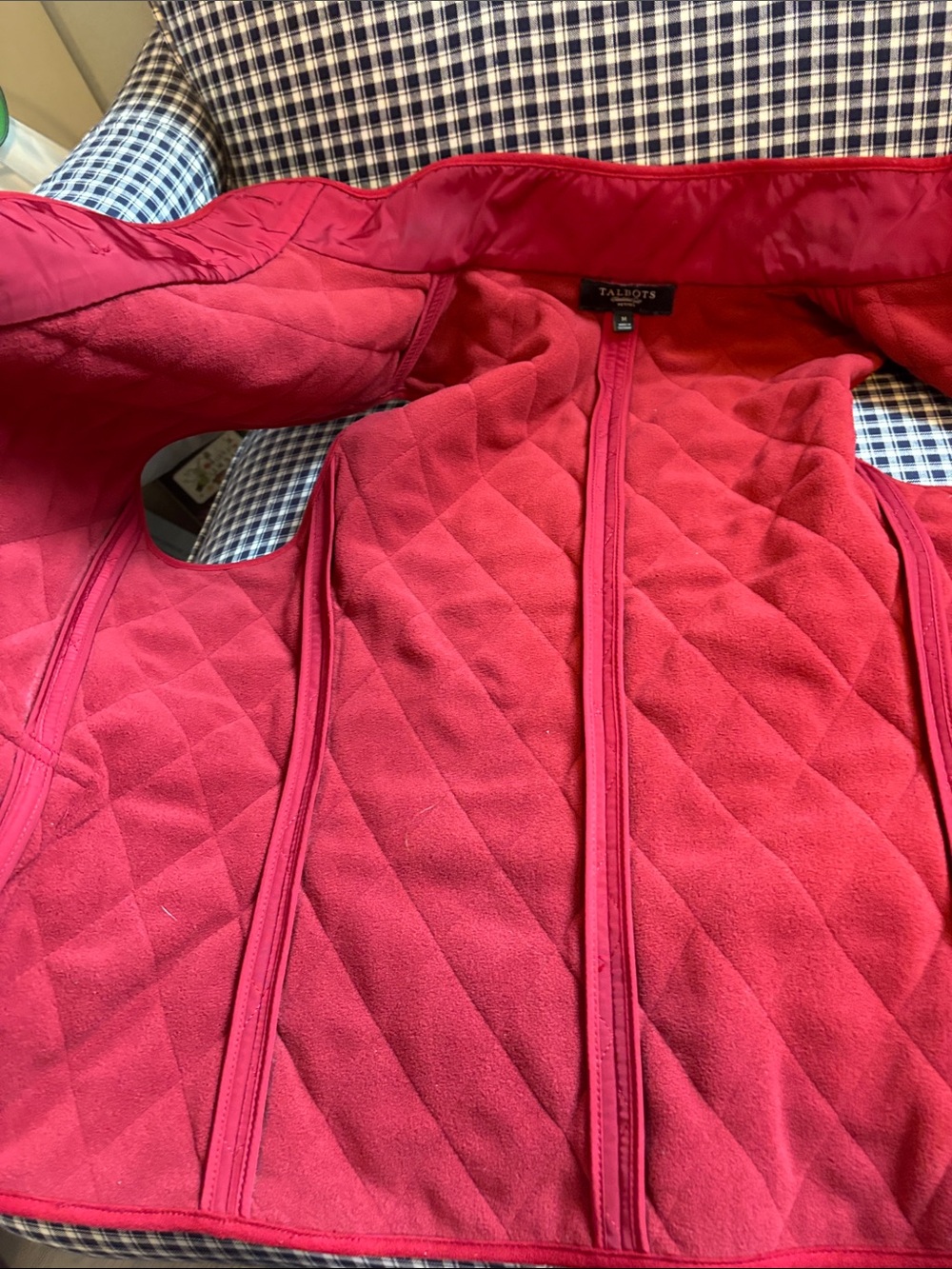Talbots Bright Red Quilted Stand-Collar Vest - Picture 6 of 7